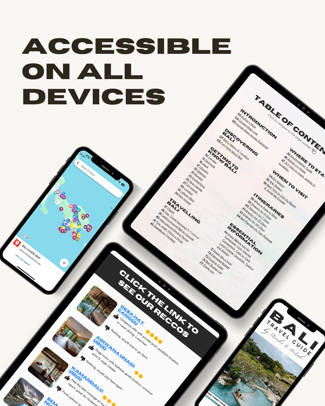 Bali Travel Ebook + Google Maps Pins