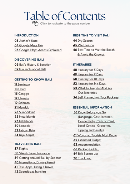 Bali Travel Ebook + Google Maps Pins